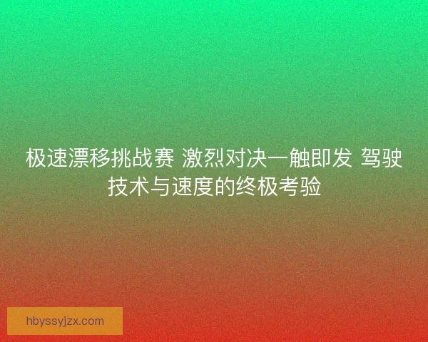 极速漂移挑战赛 激烈对决一触即发 驾驶技术与速度的终极考验