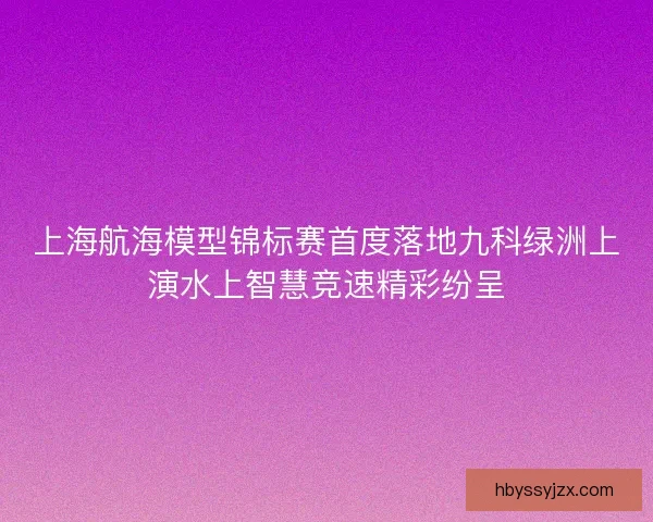 上海航海模型锦标赛首度落地九科绿洲上演水上智慧竞速精彩纷呈